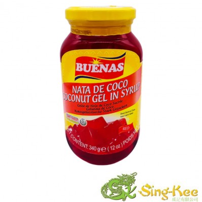 Buenas Nata De Coco Coconut Gel In Syrup (Red) 340g